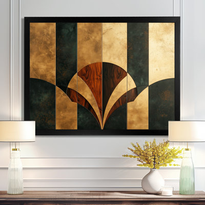 Geometric Walnut Essential Forms VI - Abstract Art deco Wall Art