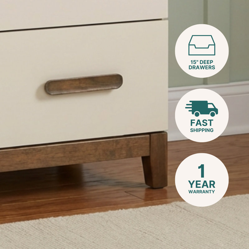 Lala Little 3-drawer dresser, Almond Milk/Walnut