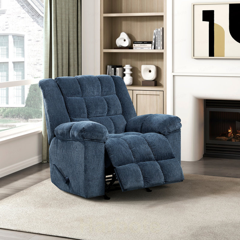 Fauteuil inclinable doux en chenille brun clair 1pc, Bleu