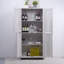 Armoire de rangement d'appoint à 4 portes en miroir avec tablettes réglables pour une utilisation polyvalente à la maison-1838124265