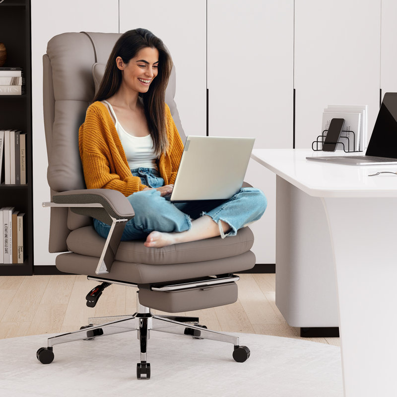 Big And Tall Office Chair, 500lbs Pu Executive Office Chair, High Back Ergonomic Office Chair With Footrest, Computer Desk Chair With Adjustable Headrest