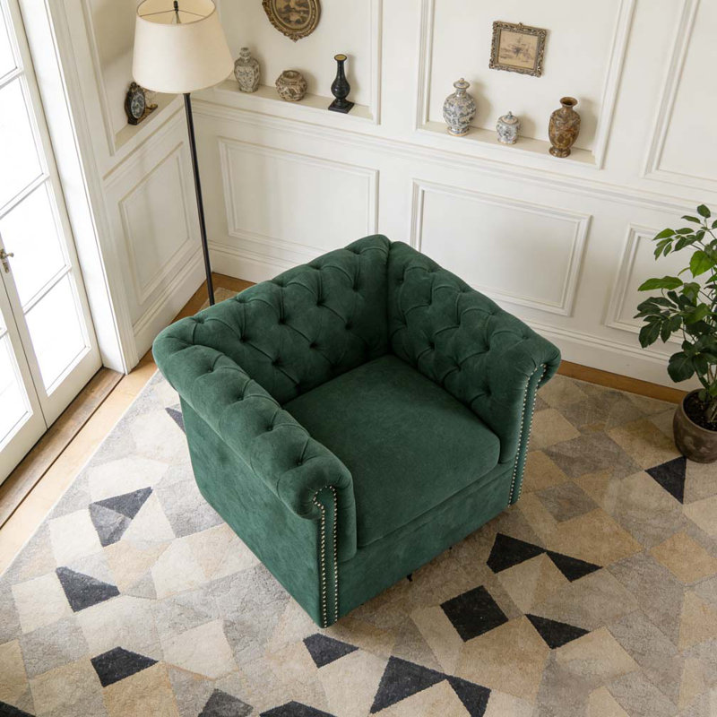 Fauteuil club pivotant Chesterfield, Vert foncé