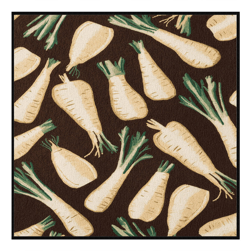 Washable Parsnip Vegetables Area Rug, Square 6'