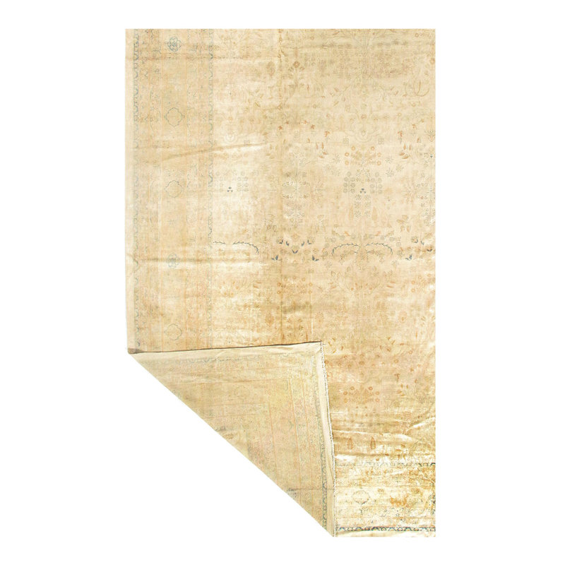 Tapis unique en laine noué à la main beige de 12 pi x 20 pi 7 po Combest