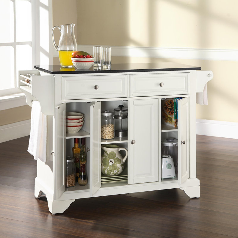 Royce Granite Top Kitchen Island, White
