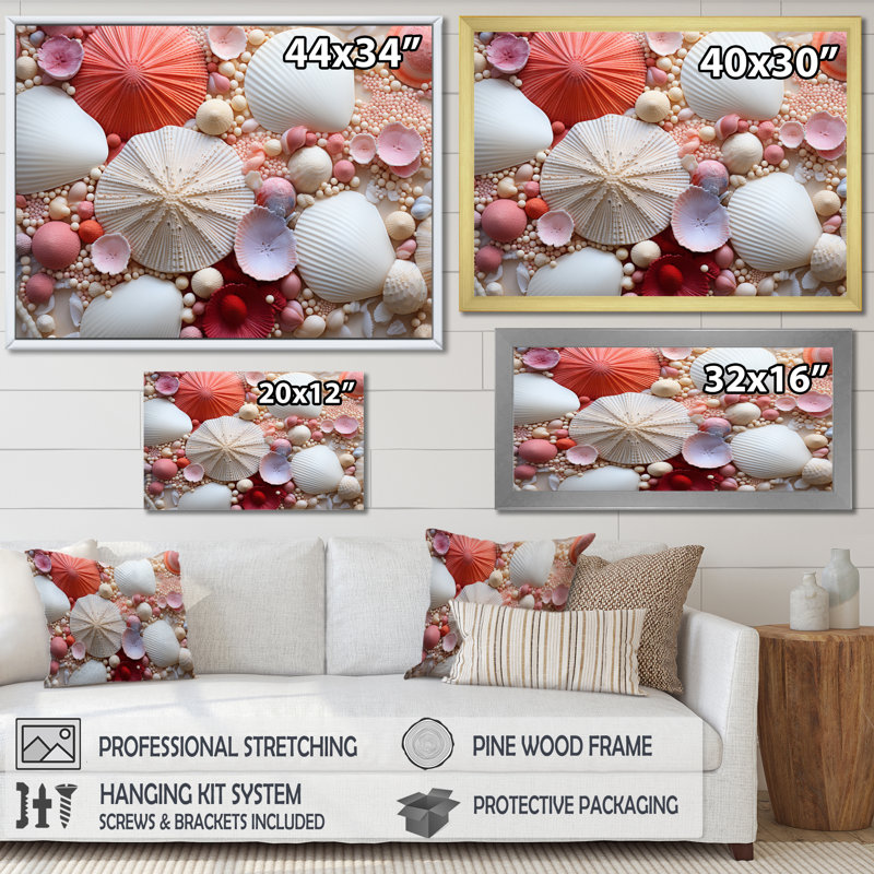 «Beach Photo Seashell Collage», reproduction d'art sur toile encadrée, Argent, H 12 po x l 20 po x P 1 po