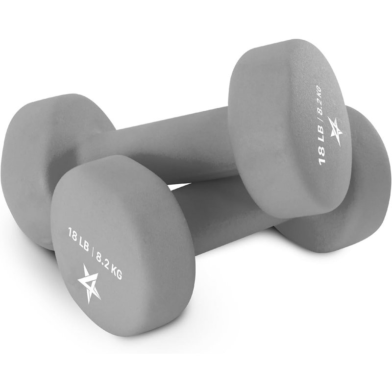 Haltère en néoprène - 18 lb - Gris - la paire