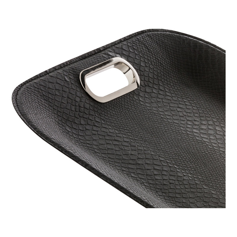 Rylan Leather / Faux Leather Tray, Black