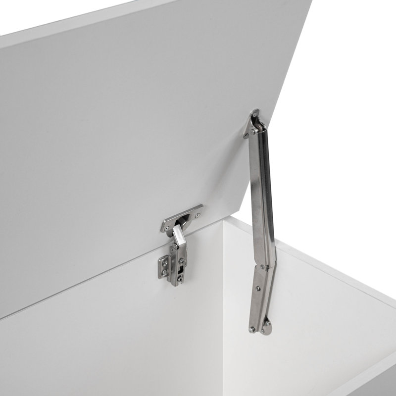 Ebern Designs White Wooden Storage Box & Bench