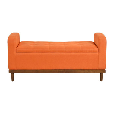 Mid-Century Modern Lift Top Storage Bench With Tufted Upholstery And Solid Wood Frame, Perfect For Stylish Seating And Storage