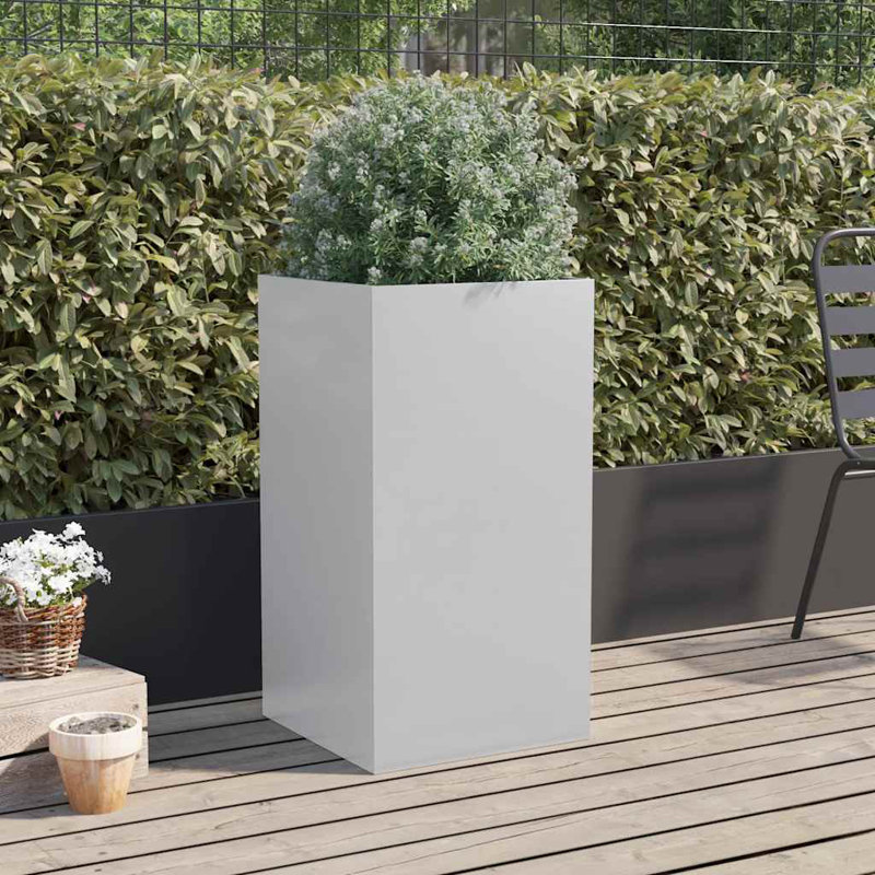Planter Steel, 75cm H x 42cm W x 38cm D, Silver Grey