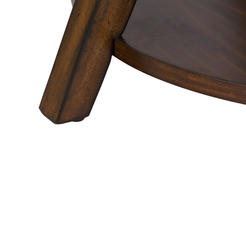 Rustic Brown Round Wood Cocktail Table with Storage