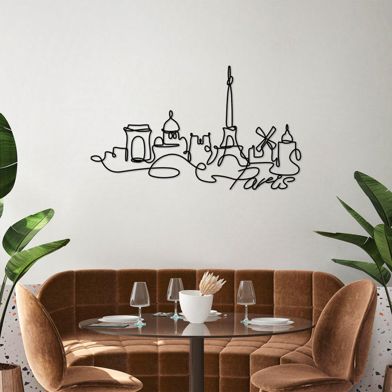 Stylish Decorative Metal Wall Accessory, Black Finish, 47.2 x 27.2 x 0.6 inches | 100% Metal Construction, Thickness: 0.08 inches | Lightweight at 1.6 lbs, Perfect for Modern Home Decor & Unique Wall Art