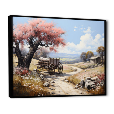 Breloque rétro rose vieux chariot