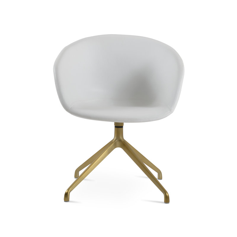 Fauteuil pivotant en laiton Tribeca, Blanc
