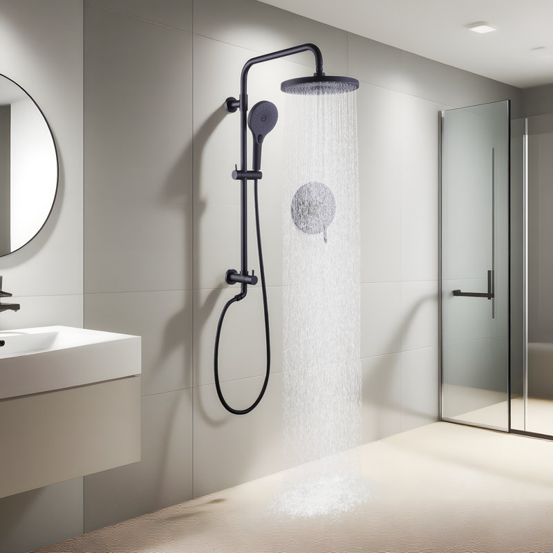 Robinet de douche mural à deux fonctions avec passe-partout noir mat, Matte Black
