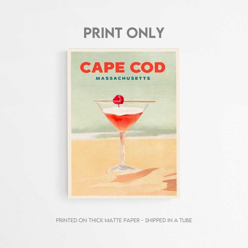 Affiche Cape Cod Cocktail, H 24 po x l 32 po, Impression encadrée avec passe-partout, Brun