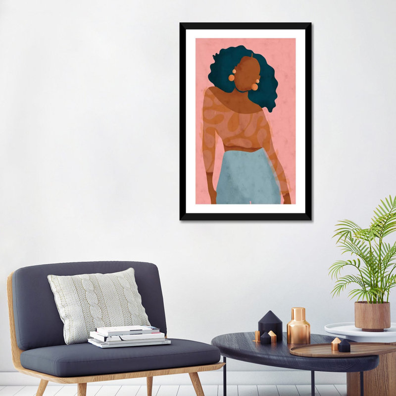 Impression « mood » par Reyna Noriega, H 32 po x l 24 po x P 1 po, Papier encadré noir, Blanc