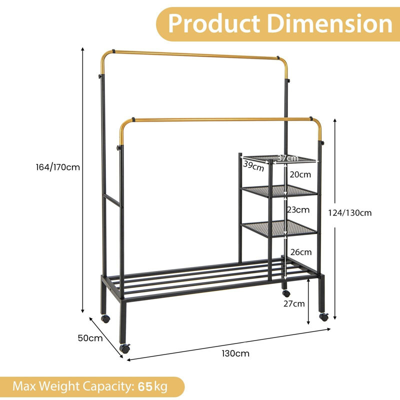 Metal Freestanding Drying Rack, Gold