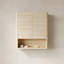 Meuble de salle de bain mural de 66 cm (26 pouces) avec portes, tablette et espace de rangement ouvert, fini motif en travertin Roma pour espaces modernes