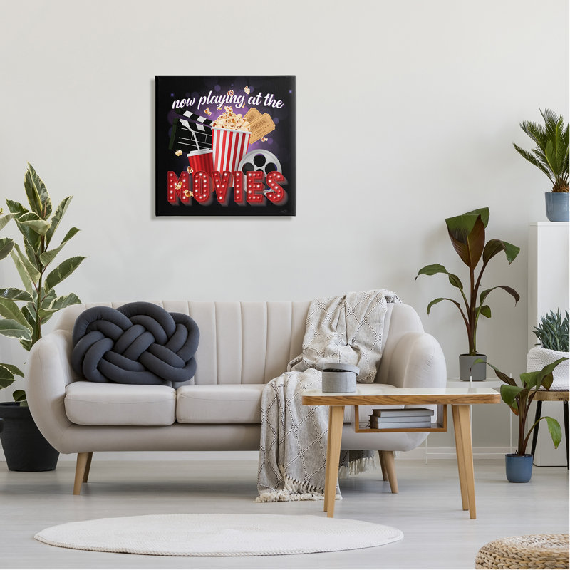 Conception d'art sur toile, "Now jouant des films" par Lux + Me Designs, H 24 po x l 24 po x P 1,5 po