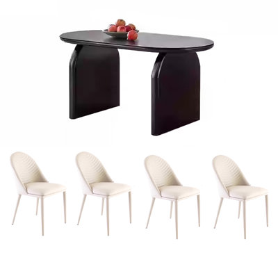 Table et chaise de salle à manger de style crème minimaliste