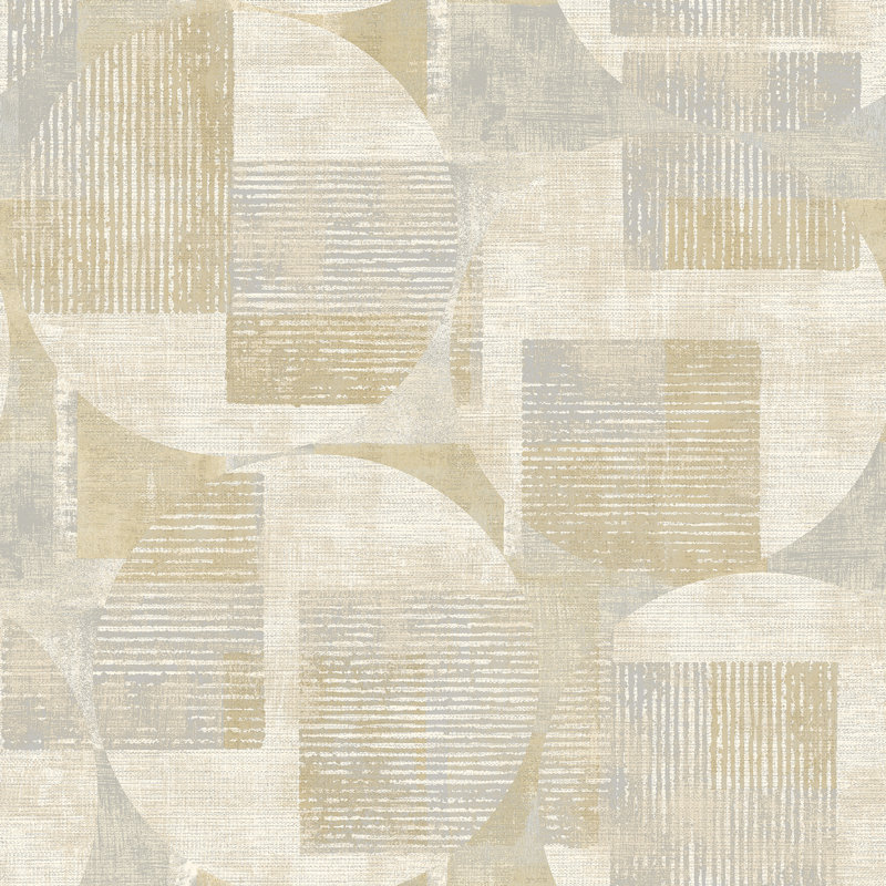Papier peint beige avec toile Geo, Beige