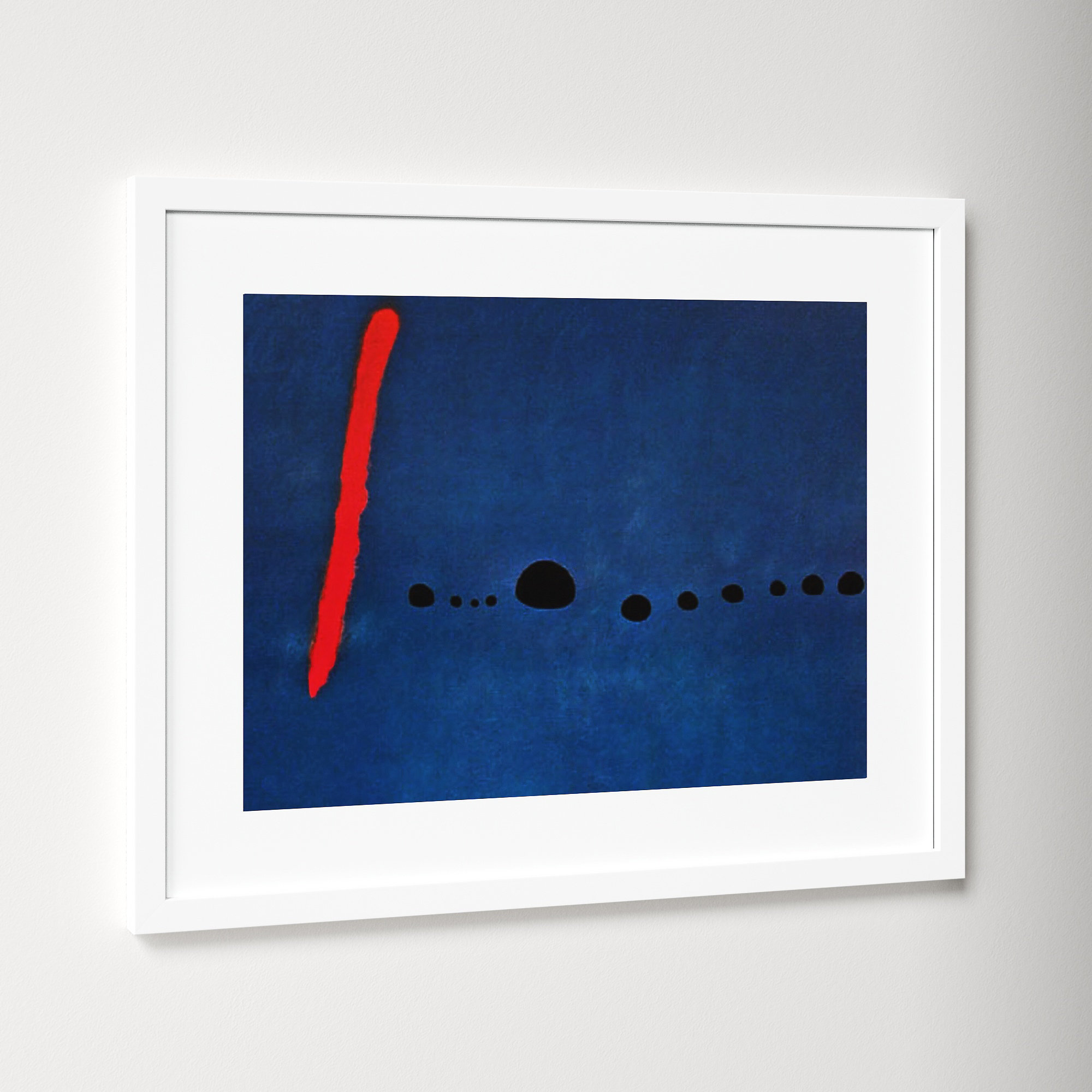 Bleu II by Joan Miro, White Framed Paper, 17.12" H x 21.12" W x 0.88" D