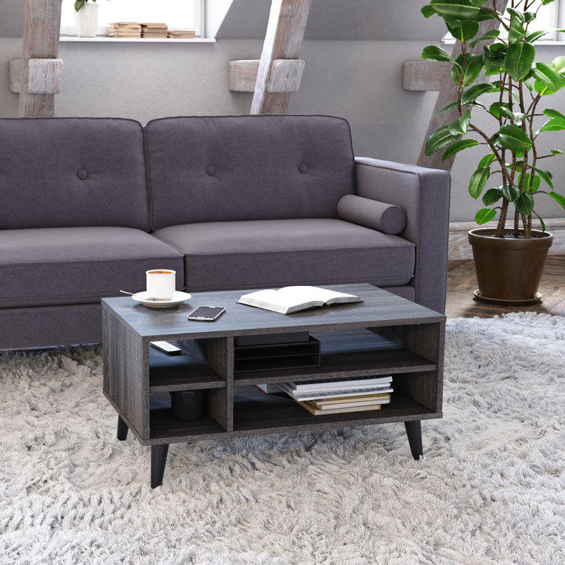 Table basse rectangulaire avec rangement, Noir