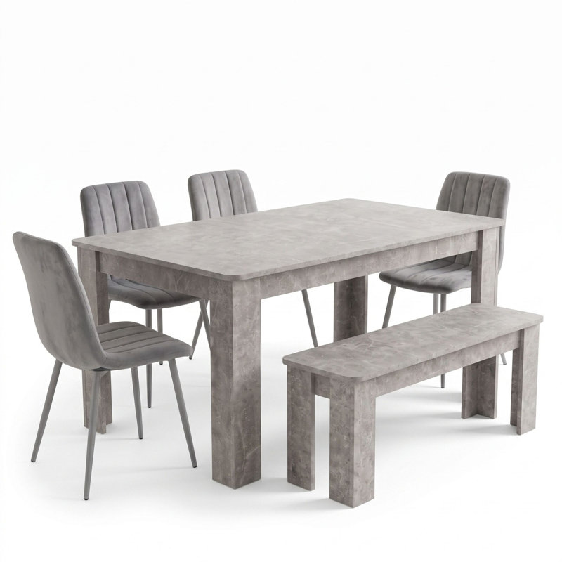 6 -Person Dining Set, Grey, Grey