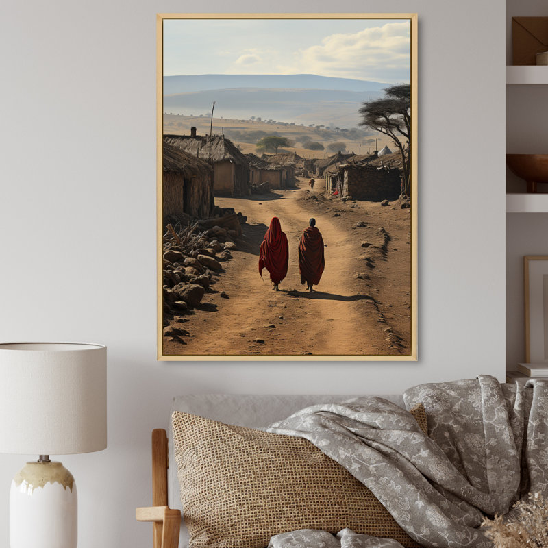 «Epsilon African Village Maasai», reproduction sur toile, H 32 po x l 16 po x P 1 po, Cadre flottant naturel