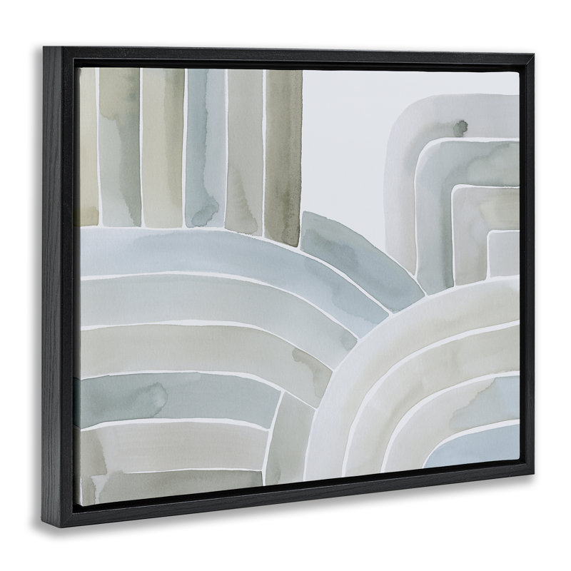 Toile flottante encadrée avec lignes arquées et courbes, design par Grace Popp, H 17 po x l 21 po