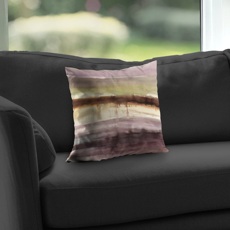 Stripes Abstract Shapes Poly Twill Throw Pillow – Poly Twill Throw Pillow with Insert, Double-Sided Print