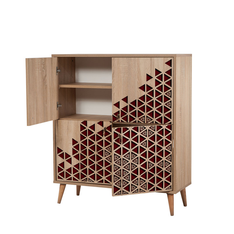 Bretz Modern Multi-Purpose Cabinet, Sonoma Oak Finish, 37.4 x 43.7 x 14.2 inches | 100% Melamine Coated Particle Board, 0.71 inches Thick | UV Coating, Hornbeam Legs, Metal & Rope Handles, Wall-Mountable, Stylish Storage Solution
