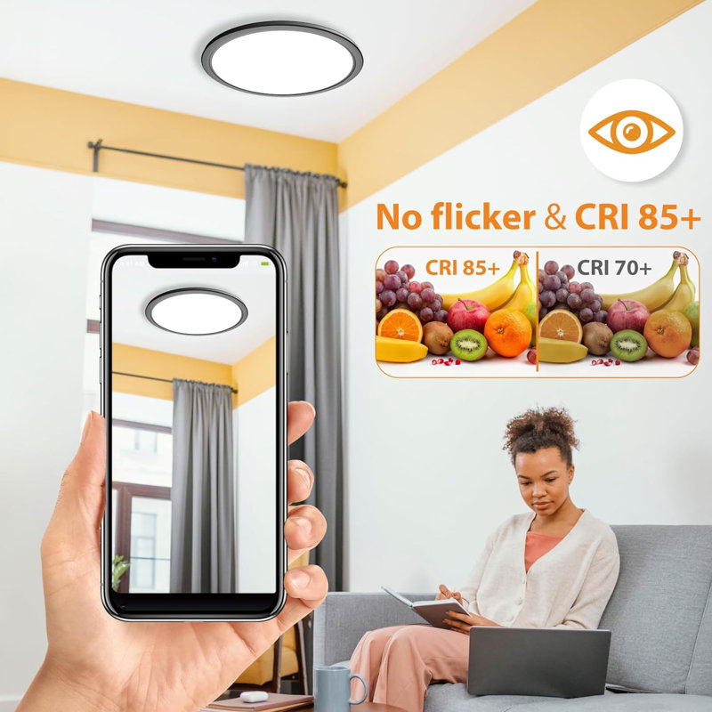 2 Pack 12 Inch LED Flush Mount Ceiling Light, 28W Ceiling Lights 3000K/4000K/5000K Selectable, 3200LM Super Bright Close To Ceiling Light Fixture For Bedroom Kitchen Living Room Hallway