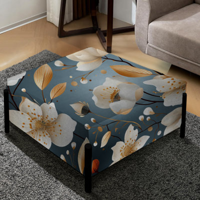 Grand repose-pieds carré beige Beige Garden