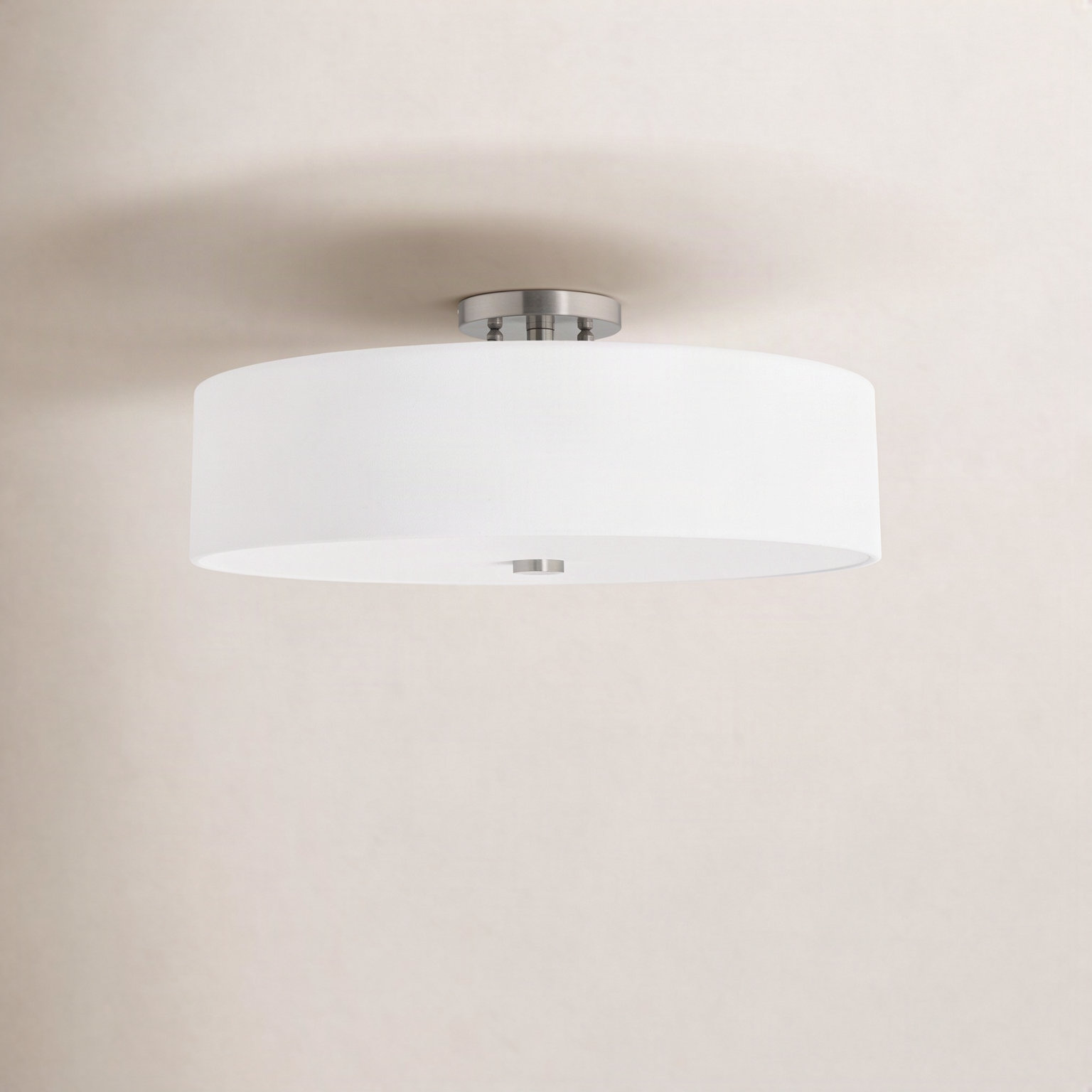 Flaire 5 Light Fabric Semi Flush Mount, Brushed Nickel, Off-White