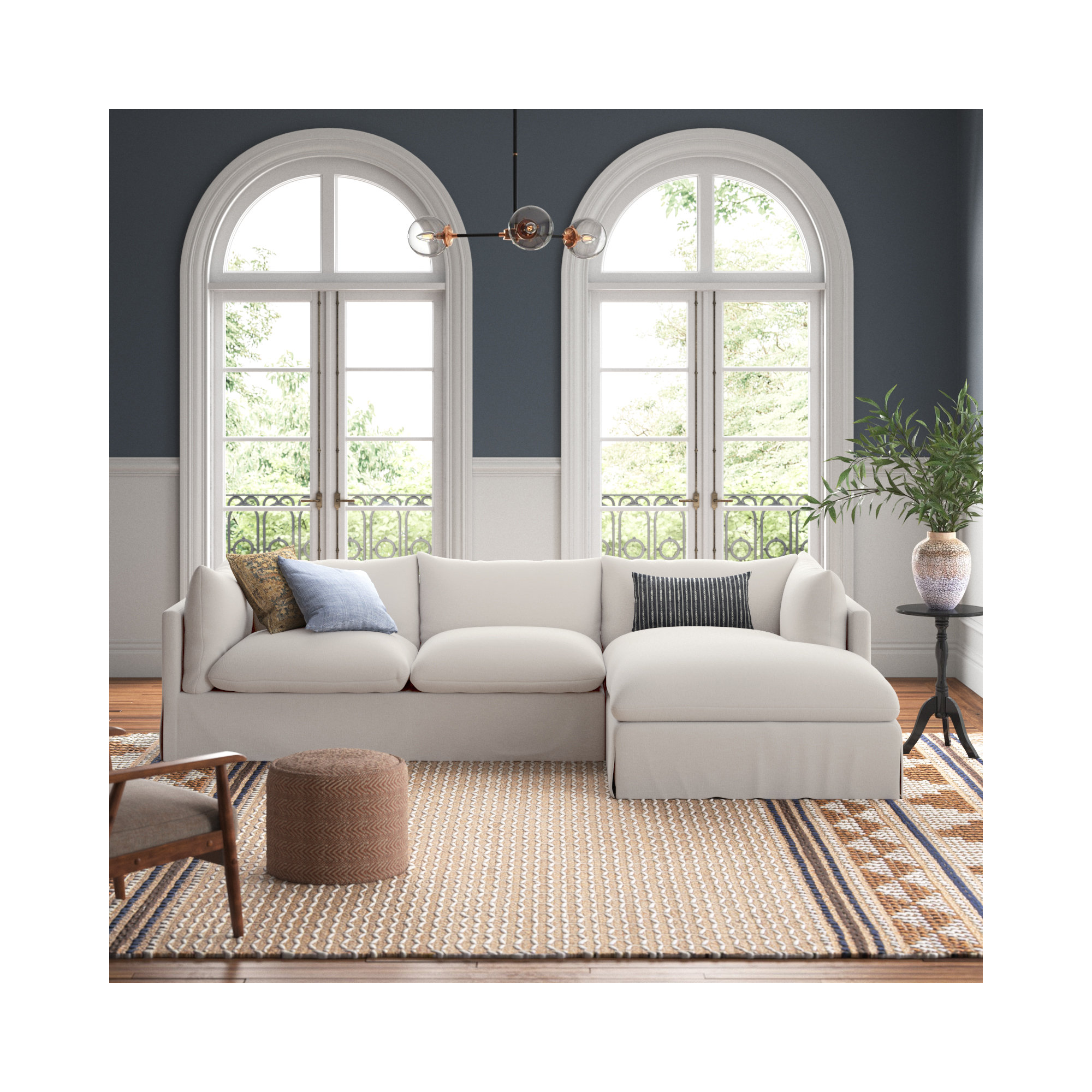 Reggio Slipcover Chaise Sectional, 31.5" H x 115" W x 67" D, Valley Nimbus Polyester Blend, Right Hand Facing