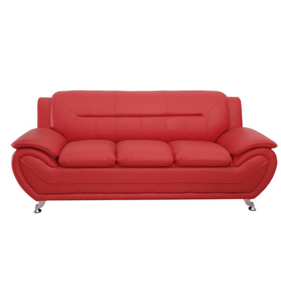 Sanuel 79.2" Faux Leather Pillow Top Arm Sofa by Orren Ellis