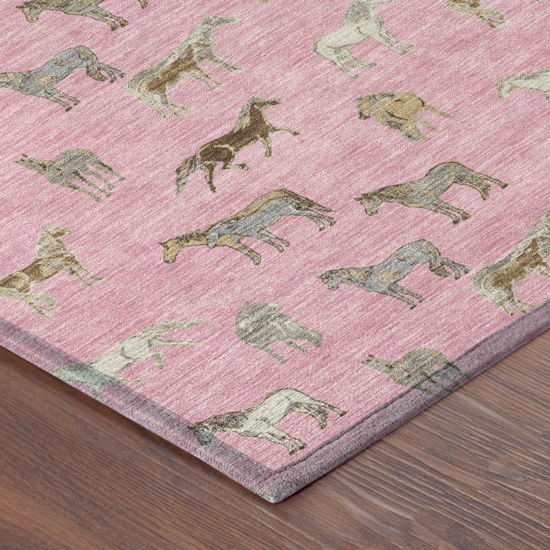 Machine Washable Indoor/Outdoor Chantille ACN2521 Animal Rug, Blush, Rectangle 5' x 7'6"