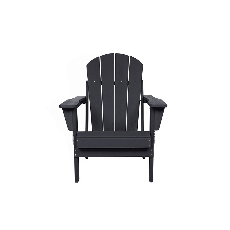 Folding Adirondack Chair With Dual Cup Holder, Black