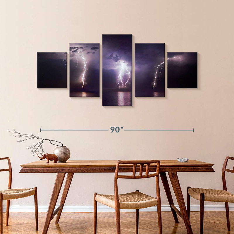 Lightning Strikes Above The Ocean, 42" H x 92" W