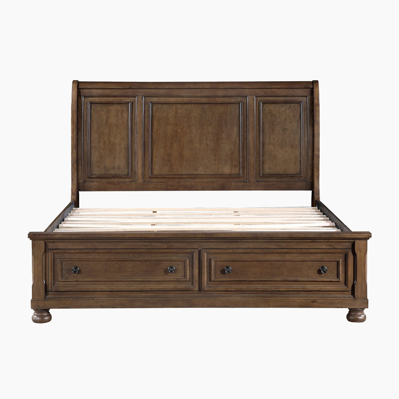 Dianna Platform Bed with Footboard Storage, Queen, Dark Brown