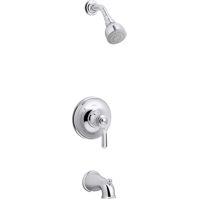Ludington Bath And Shower Faucet Trim Set, Polished Chrome