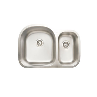 Évier de cuisine en acier inoxydable 31,5 pouces à double cuve encastrable - calibre 18