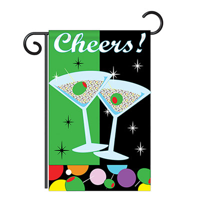 Cette soirée est en polyester de 2 côtés, 19 x 13 po. happy hour drapeau de jardin