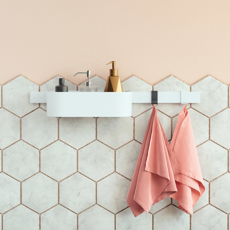 Barre murale hansgrohe 20 po WallStoris, Blanc mat, H 1,3125 po x L 20 po x P 0,5 po