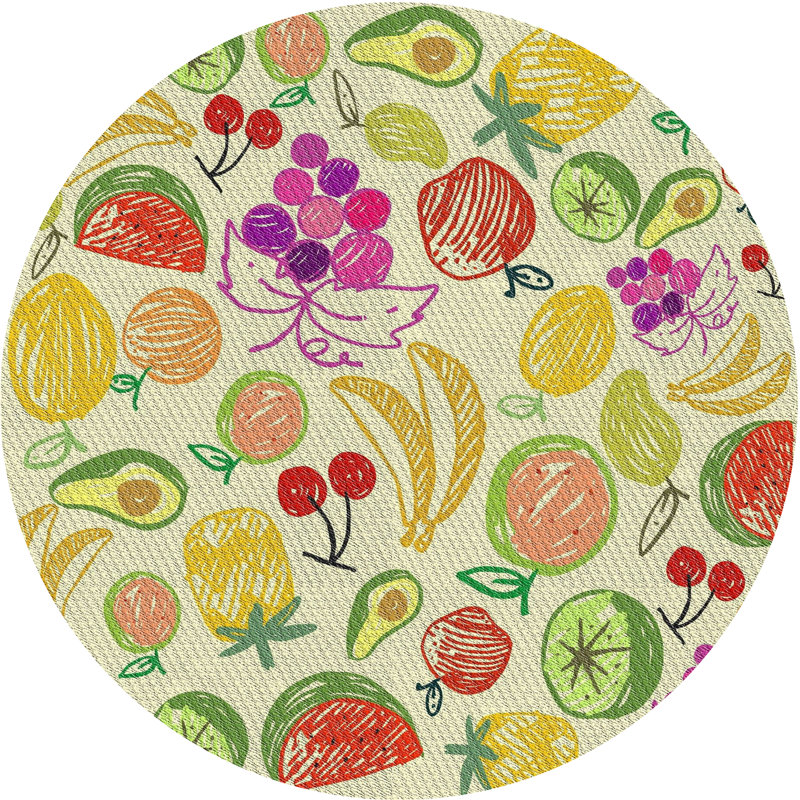 Jaune Tapis décoratif pétillo, Rond 8 pi