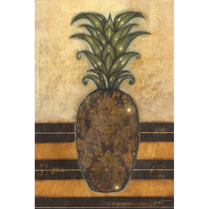 Regal Pineapple II by Sue Jachimiec - Wrapped Canvas Painting, 46cm H x 30cm W x 3.8cm D