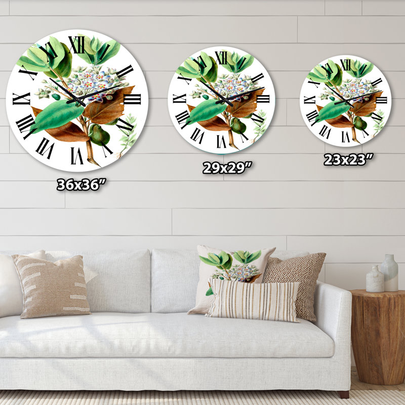 Vintage Plant Life XXV III - Horloge murale traditionnelle, Grand